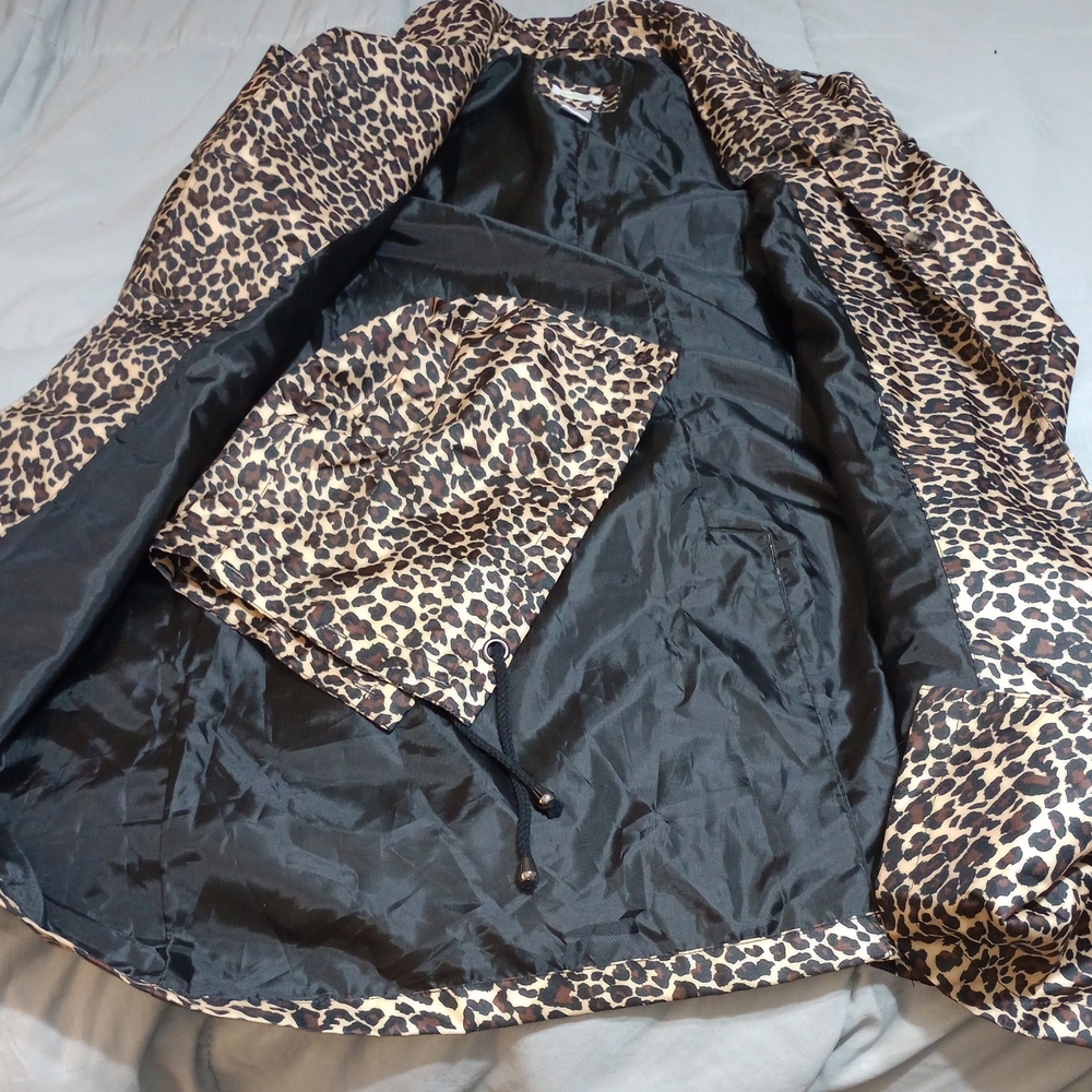 Capelli of New York Leopard Print Rain Trench Coat